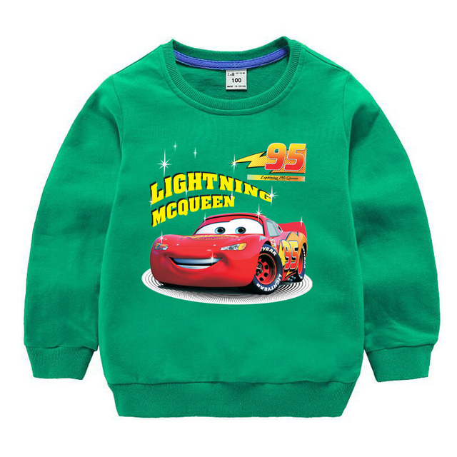 Autumn Children Girls Clothes Cartoon Lightning McQueen Cars Printed Long Sleeve Sweatshirt Casual Teenagers Boys Tops