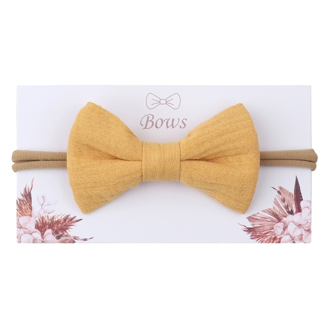 Baby Girls Elastic Bow Headband Soft Cotton Solid Color Fashion Princess Bowknot Hair Band Newborn Toddler Kids Headwear Hair AC