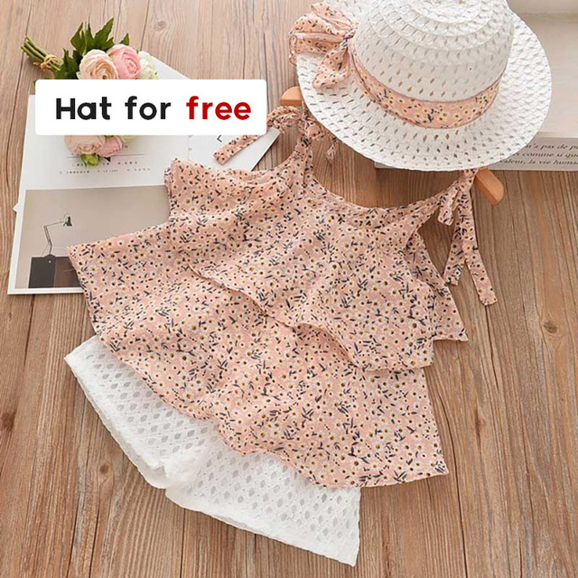 Menoea 2-Pieces Fashion Children's Clothing Sets New Summer Baby Girls Plaid Suspenders Vest Shorts Suits Kids Outfits