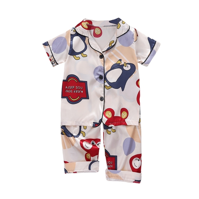 Summer 2pcs/set Kids Boys Short Sleeve Tops+Pants Sleepwear Cartoon Pajamas Home Children Girls Set 2-7 Years Kids