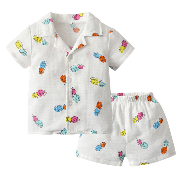 Summer Baby Girls Pajamas Set Strawberry Print Button Baby Pajamas Sets Sleepwear Kids Pajama Sets