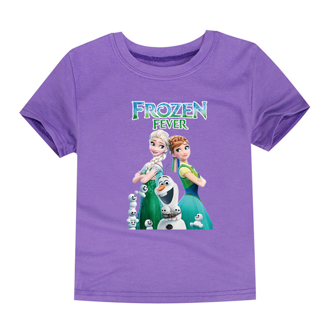 Disney Girls Frozen T-shirt Anna and Elsa Sister Cartoon Tops Teenagers Girls Tees Summer Children Clothes Disney T-shirt for Boys