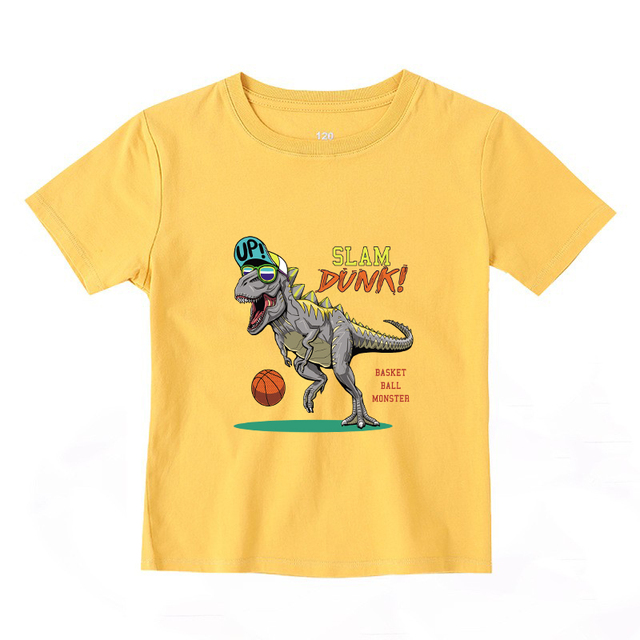 2022 Fashion Boys and Babies' Short Sleeve T-shirt Boys T-Rex Crewneck Dinosaur T-shirt Cotton Tops Tees Summer Clothes