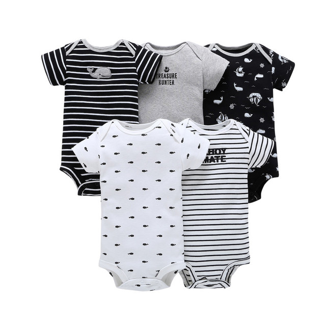 Cartoon Monster Baby Newborn Clothes Newborn Baby Clothes Short Sleeve Cotton Onesex Unisex Bodysuit 2021 5pcs/set