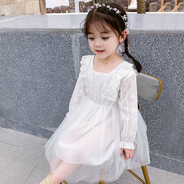 Autumn New Fashion Baby Girls Dresses Long Sleeve Chiffon Floral Princess Cute Dress Family Vacation Beach Kids Clothes 1-6 Years