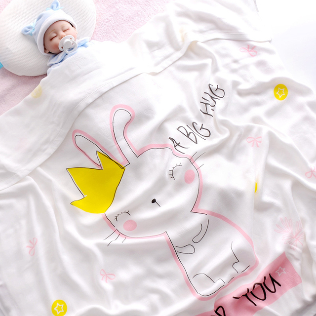 110x110cm Breathable Cartoon Bath Towel Newborn Swaddle Wrap High Quality Baby Blanket Infant Bedding Baby Ice Silk Blankets
