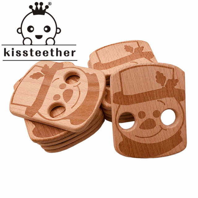 Kisstether 10pcs/lot Food Grade Beech Wood Teething Baby Teether Baby Toys Diy Making Wooden Rings Teething Toy