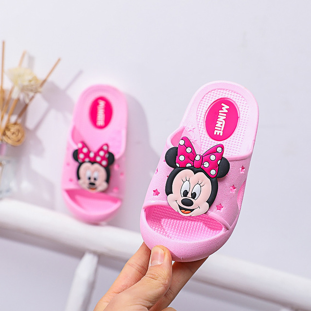 Disney Summer New Frozen Princess Slippers Non-slip Home Indoor Boys Mickey Mouse Cute Princess Off-Beach Shoes