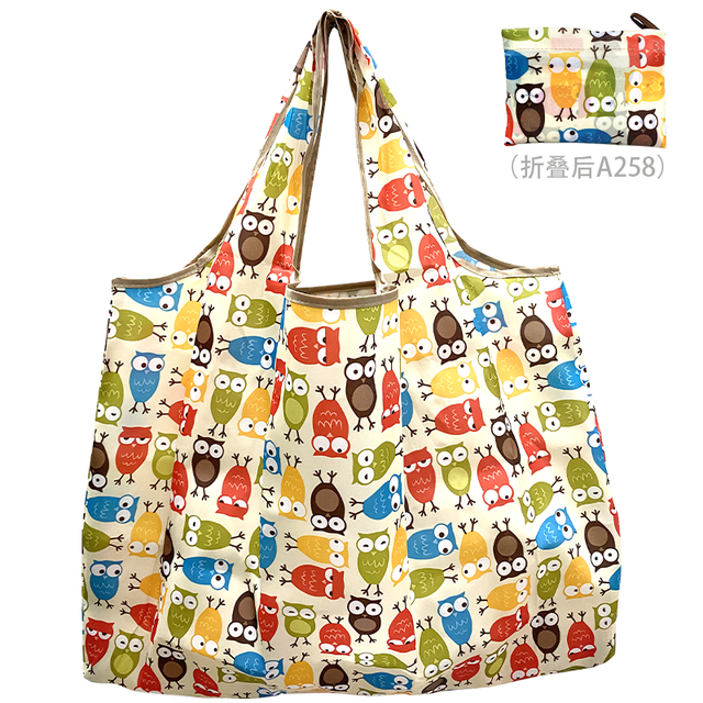 Oxford Foldable Large Shopping Bag Recycled Eco Friendly Ladies Shopping Bag Reusable Floral Fruit Vegetable Grocery Pocket