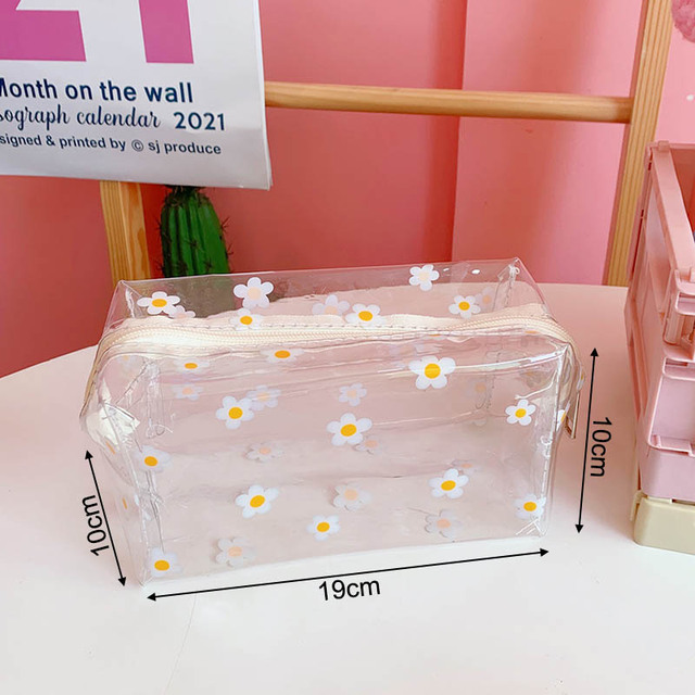 Fashion Transparent Women Cosmetic Bag Fruit Pattern Large Capacity Makeup Zipper Bag Waterproof Simple Travel Accessories