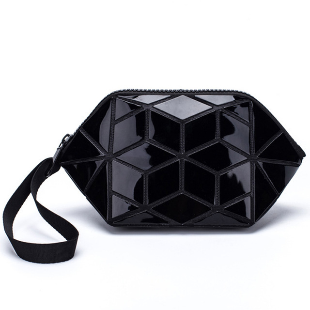 New Geometric Luminous Women Cosmetic Bag Organizer Zipper Makeup Ladies Folding Cosmetic Noctilucent Pouch Travel Make Up Bag