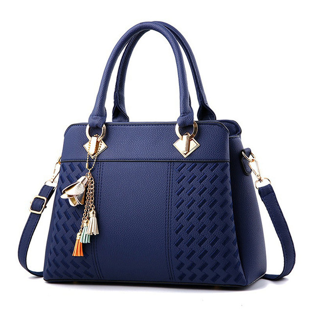 Women Handbags Tassel PU Leather Bag Top-Handle Embroidery Crossbody Bag Shoulder Handbags