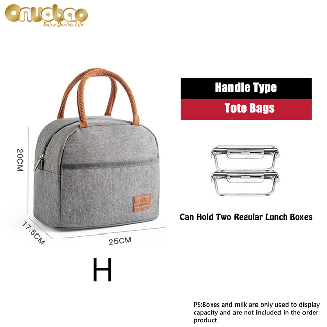 Thermal lunch bag for men and women gray Oxford cloth aluminum foil insulation multi-size shoulder bag waterproof camping bag