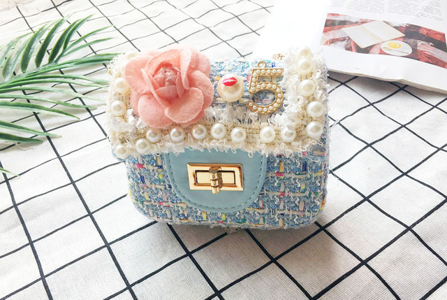 Sequin Bag for Girls, Princess Bag, Pearl, Floral Pattern, Sequin Shoulder Bag