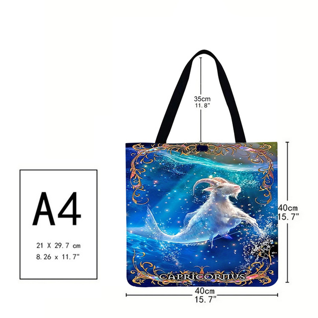 Casual Ladies Tote Bag Constellation Printed Pattern Design Travel Large Capacity Linen Female Exquisite Shopping Bag