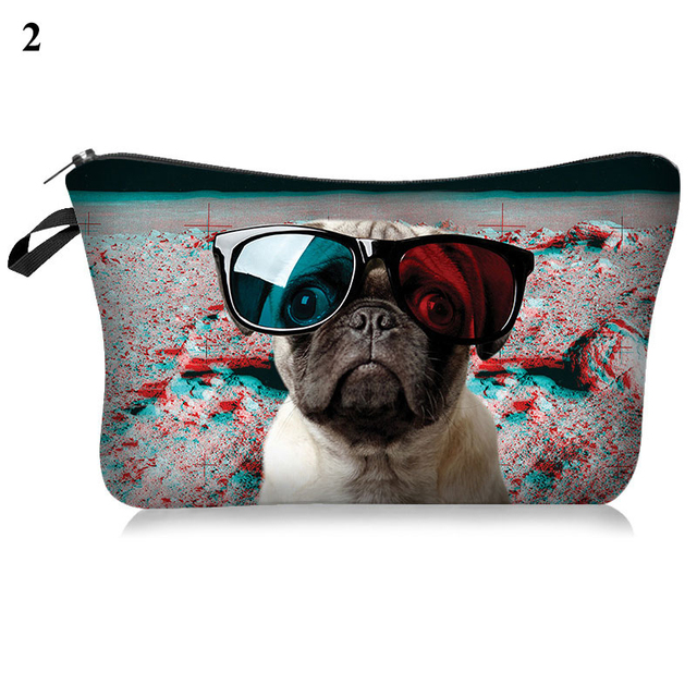 3D Pug Dog Printed Cosmetic Bags Dogs Cute Pattern for Makeup Bag Organizer Necessities Women Travel Woman Small Handbag