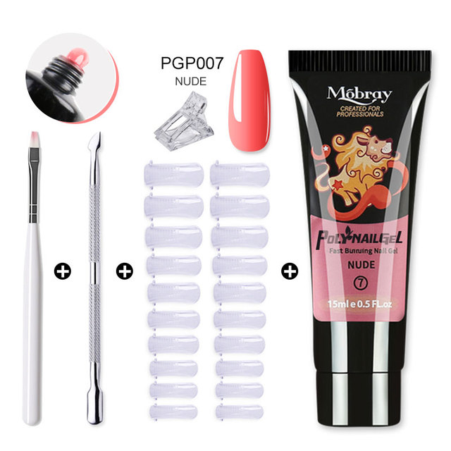 Mobray Poly Nail Gel Set All For Quick Extension Nail Manicure Set Gel Cuticle Pusher Finger Extension Template Nail Tool Kit