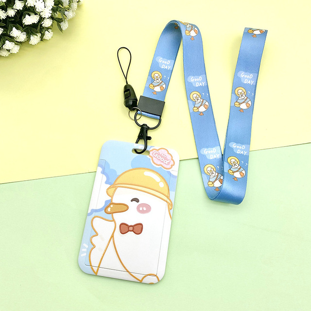 Cartoon ID Credit Card Holder Bank Students Bus Card Case Hand Rope Visit Door ID Badge Cover Cards for Women Men Pendants