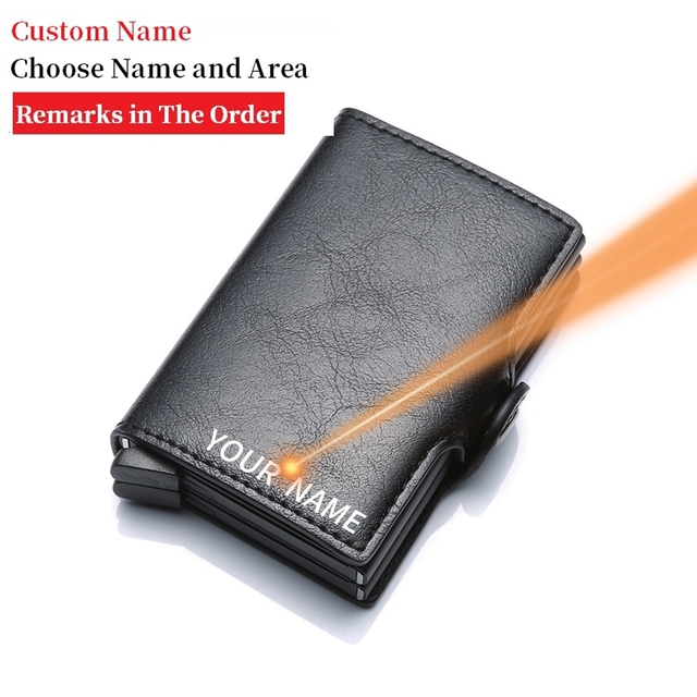 2022 Carbon Fiber Card Holder Double Man Anti-RFID Credit Card Case Metal Wallet Business Bank Small Size Wallet