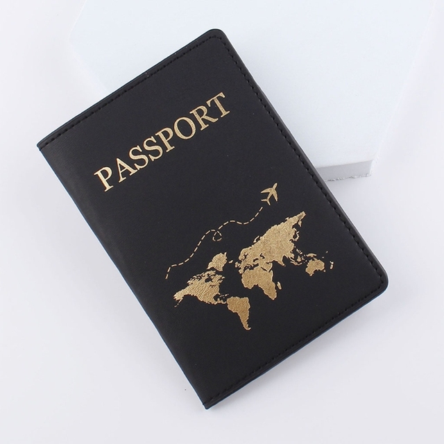 831A Simple Fashion Passport Holder World Map Thin Slim Personality Travel Wallet Gift PU Leather Card Holder Cover Unisex