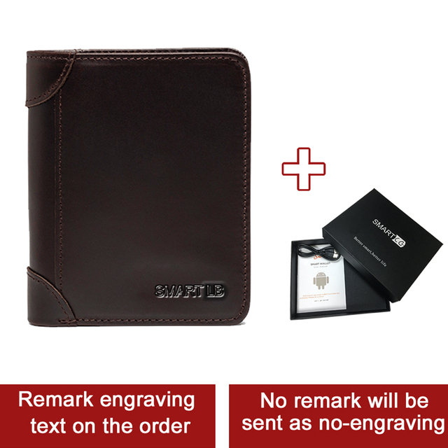 Genuine Leather Slim Wallets for Men and Women Short Credit Card Holders Coin Smart Bluetooth Wallet Man Card Holder Photo