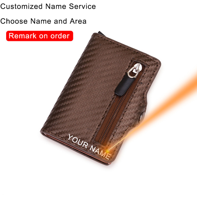 Carbon Fiber Card Holder Wallets Men Customize RFID Black Magic Tri-fold Leather Slim Small Wallet Small Money Bag Male Purse 2021