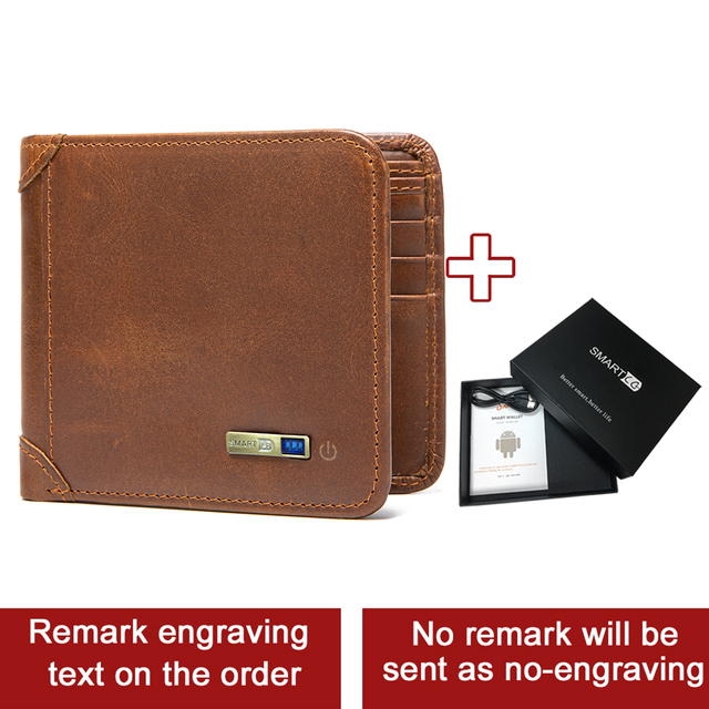 Smart Anti-lost Wallets Bluetooth Compatible Tracker Genuine Leather Men Wallet Card Holder Short Wallet Thin Free Emboss