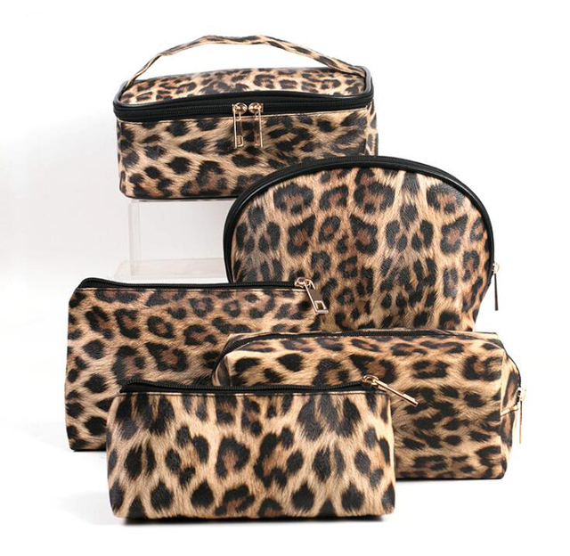 Leopard Print Cosmetic Storage Bag Women Waterproof Wash Bag Travel Essentials Makeup Organizer Toiletry Bag