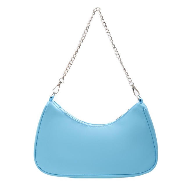 Fashion Young Women's Purses Handbag Solid Color Casual Small Underarm Bag Female Chain Shoulder Pouch Ladies Nylon Top-handle Bags