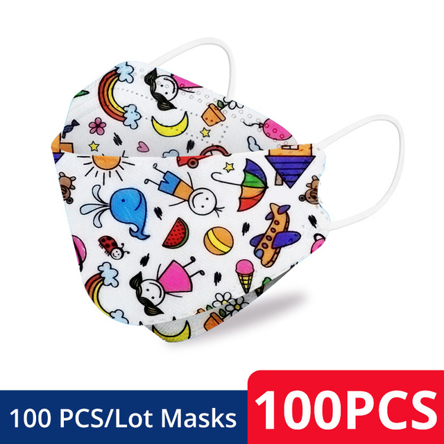 50-200pcs FPP2 Children's Mask KN95 Cartoon Face Mask Reusable Dustproof Breathable Protective For Boys Girl 4-12 Years Mascarilla