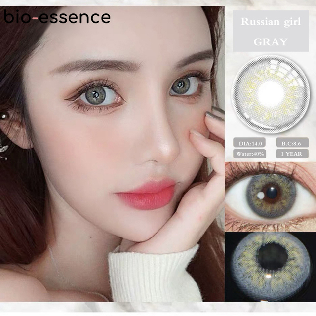 Bio-essence 1 Pair Colored Eye Contact Lenses Blue Lens Green Eye Lens Natural Eye Contact Lens Gray Fashionable Lens