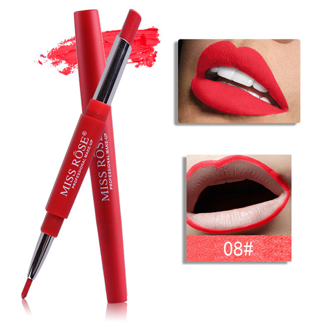 1pc Sexy 20 Color Double End Lip Makeup Lipstick Pen Waterproof Long Lasting Tint Lip Stick Beauty Matte Liner Pen Lipstick