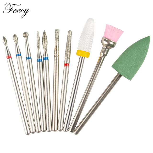 10pcs Ceramic Diamond Grinding Cutter For Manicure Set Nail Bits Grinder Cutters To Remove Gel Varnish Nail Art Accessories