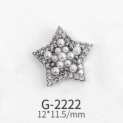 Nail Art Accessories Real Gold Micro Inlaid Zircon Nail Diamond Pentagram Cat's Eye Crane Nail Art Decoration G-2215