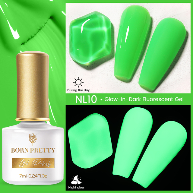 Born Pretty Pink Color Luminous Gel Nail Polish Glow In The Dark Neon Fluorescent Soak Off UV LED Top Coat Semi Permanent Varnish