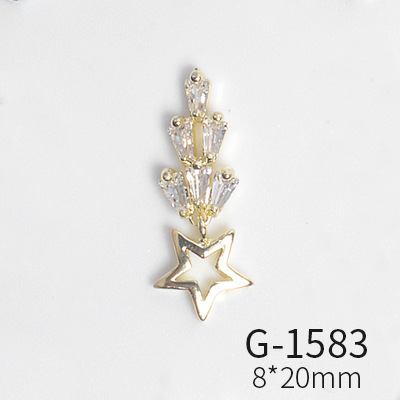 Japanese new style nail art, zircon jewelry, big diamond cross, love all-match real gold color nail art decorations tools