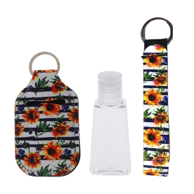 Portable 1oz Refillable Empty Travel Bottles With Keychain Holder Wristlet Set Keychain Bottle Container With Flip Caps