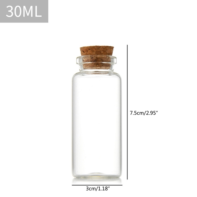 D2TA Small Glass Bottles Jars with Wood Corks Stoppers Small Glass Jars Wishing Bottles Message Bottle for Halo Wedding Gifts