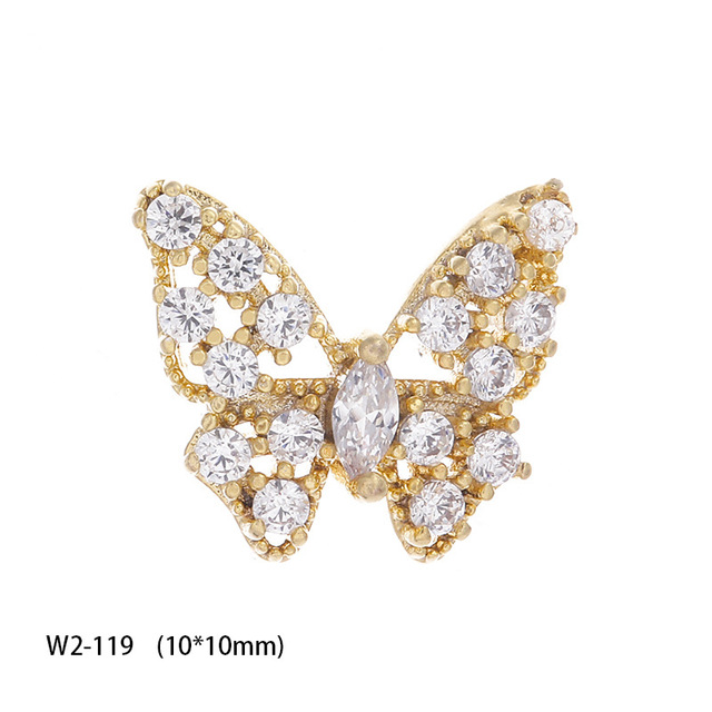 3pcs nail art jewelry 3d metal butterfly real gold zircon full diamond activity bear butterfly pendant nails