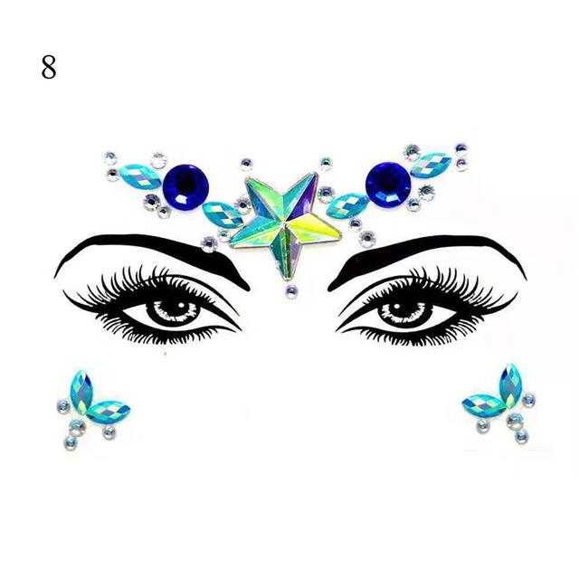 3D Sexy Face Tattoo Stickers Face Decoration Temporary Tattoo Glitter Fake Tattoo Rhinestones for Woman Party Face Jewelry Tattoo