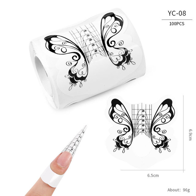 100pcs/lot French Nail Forms UV Gel Polish Extension Builder Guide Stencil Curve Sticker Template Decal Manicure Nail Art Tools