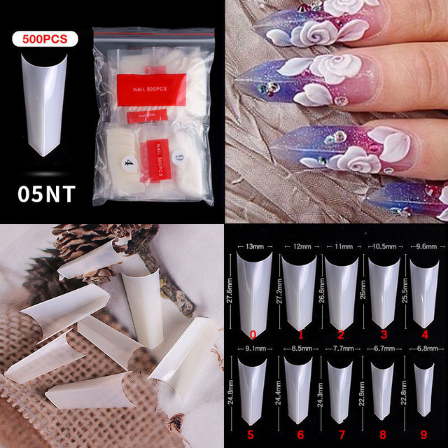 500pcs False Nail Extension Full Cover Fake Nails French False Nail Clear/White False Nail Tips Art Manicure Tool French Nail