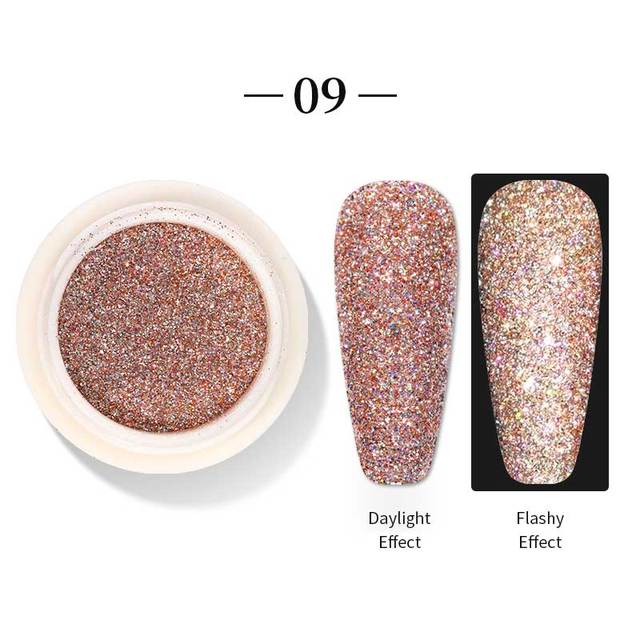 Born Pretty Reflective Glitter Powder Sea Salt Nail Powder Shining Nail Glitter Chrome Pigment Dust Hollow Powder Nail Decoration