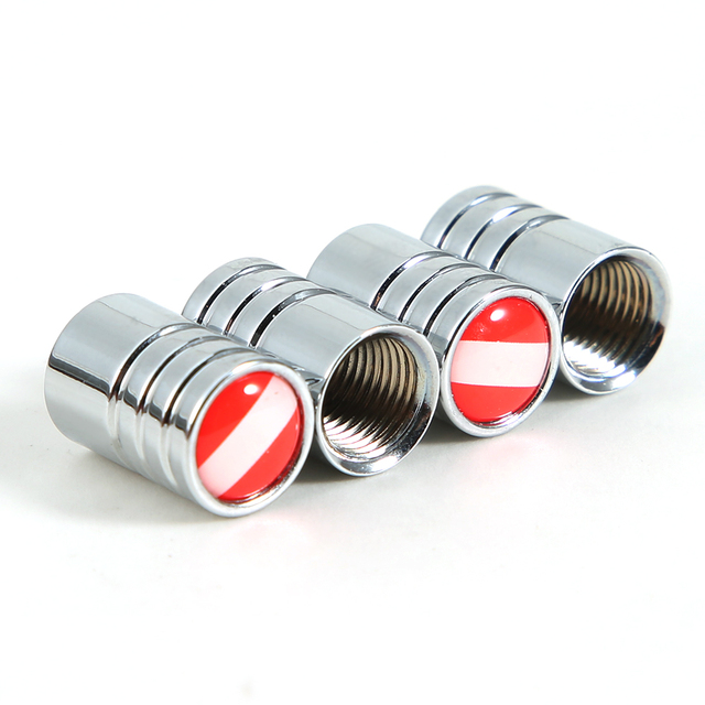 DSYCAR 4Pcs/Set Car Styling Alloy Material National Flag Pattern Style Car Tire Valve Caps Wheel Tires Tire Stem Air Cap