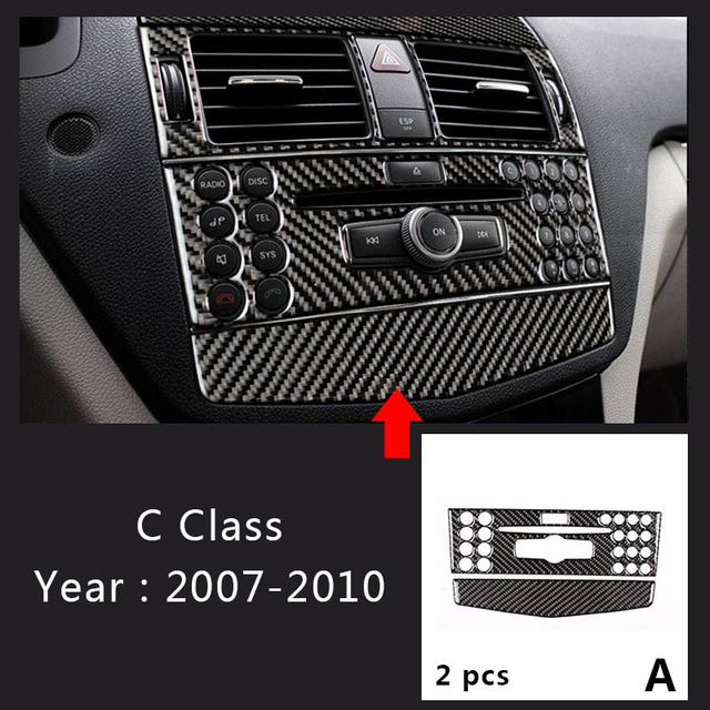 Carbon Fiber For Mercedes-Benz C Class W204 Car Interior Gear Shift Air Conditioning CD Reading Panel Light Cover Trim Car Stickers