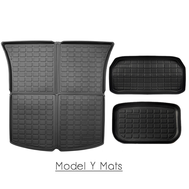 Full sets plain TPE rubber trunk frank mat for Model Y Tesla Model 3 2021-2022 2018-2020 cargo liners cargo tray car boot mats