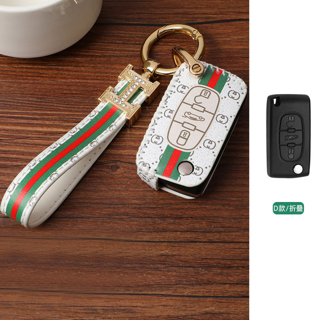 Luxury Car Key Case Leather Fob Protector Keychain for Citroen C-Quatre C3xr C5x C4lc C5 Aircross C6 Accessories Keyring