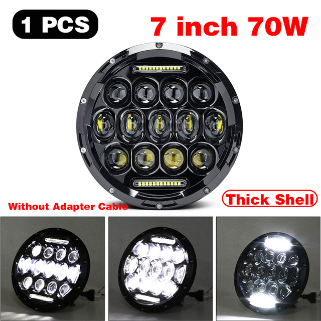 1pcs Running Light 45W/60W/75W/80W/90W Car Led 7 Inch Car Accessories Angel Eyes H4 Headlight For Lada Niva 4X4 Uaz Hunter Hummer