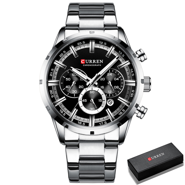 CURREN Men Watch Luxury Brand Sport Quartz Mens Watches Full Steel Waterproof Chronograph Wristwatch Men Relogio Masculino