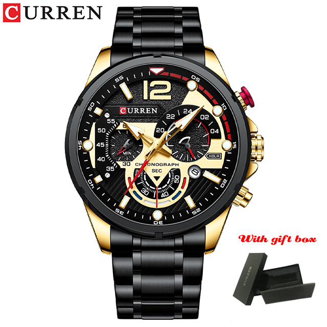 CURREN Casual Business Chronograph Waterproof Stainless Steel Men's Watch New Luxury Fashion Quartz Men's Watches